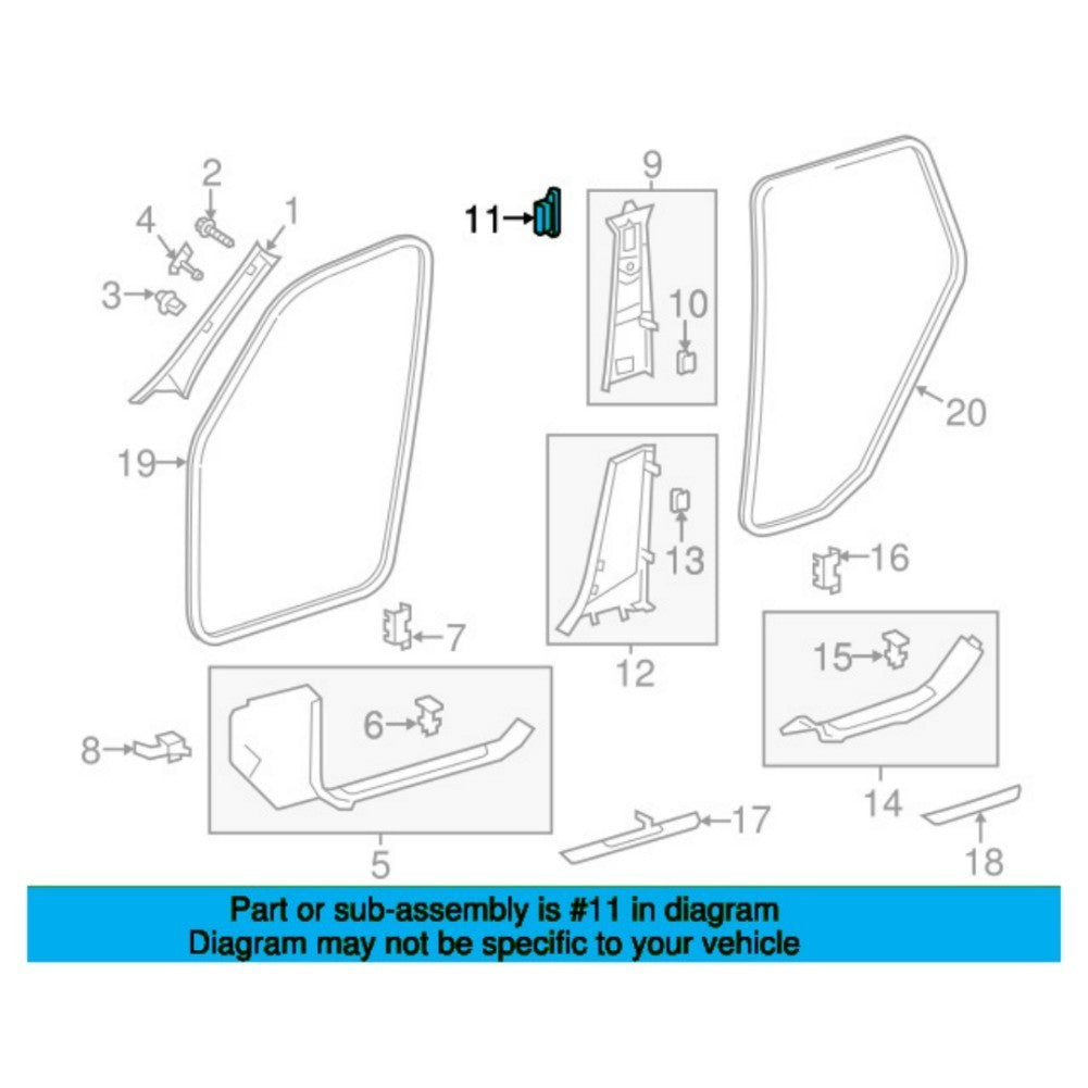 B Pillar Upper Panel for Mercedes GLS550 X166 17-19