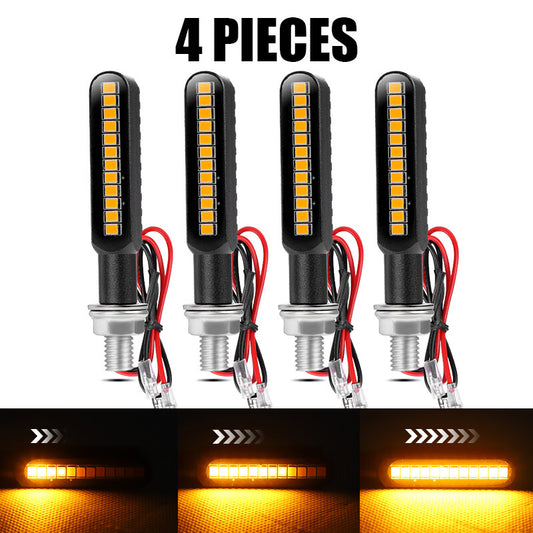 4x Sequential Flowing LED Motorcycle Turn Signals Indicator Light Blinker Amber
