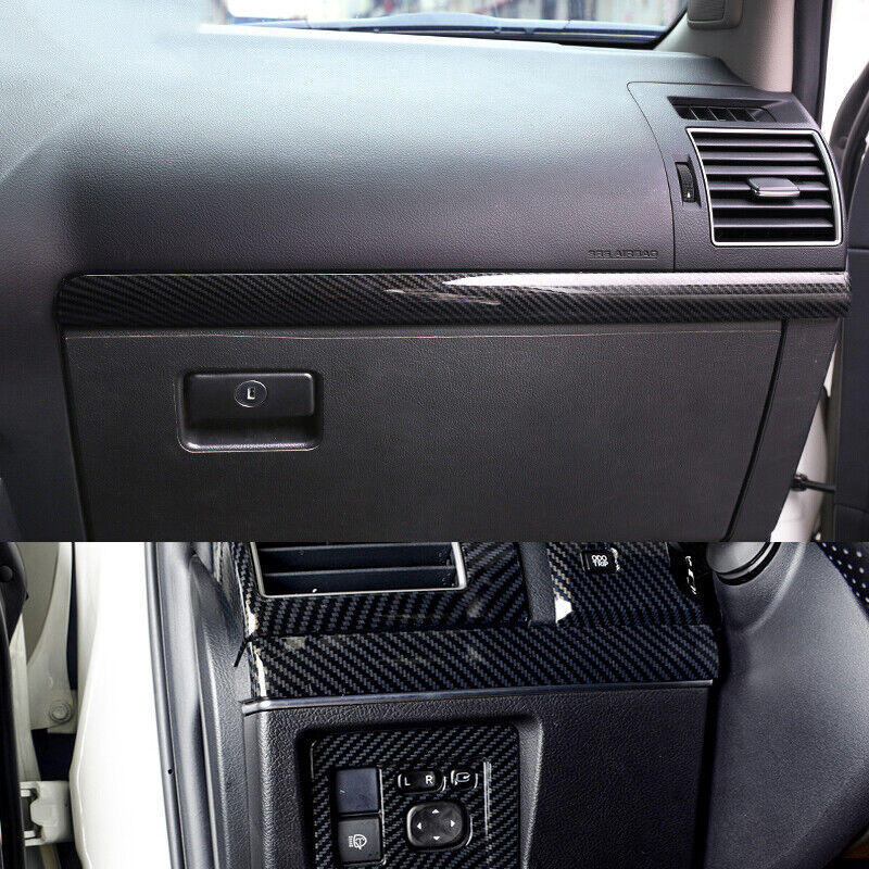 for Toyota Prado 2010-2021 Carbon ABS Central Console Dashboard Strip Trim 2Pcs