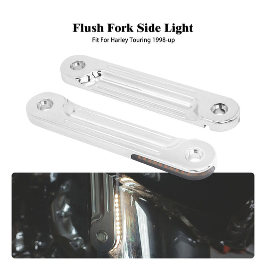 Chrome LED Flush Fork Turn Signal Side Light for Harley Road Electra Glide 98-24