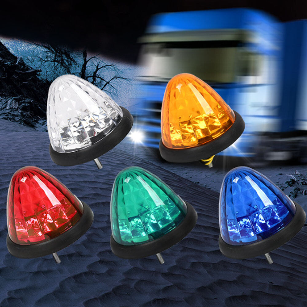 4pcs Amber Round LED Side Marker Beehive Cone Lights for Peterbilt Truck Trailer