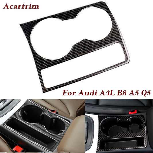 Carbon Fiber Cup Holder Panel Frame Cover Trim for Audi A4L B8 A5 Q5 2009-2017