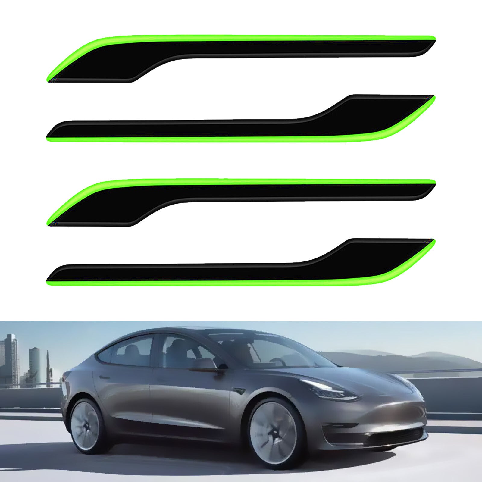 4X Anti-Scratch Car Door Handle Sticker Luminous for Tesla Model 3/Y 19-2022 AT