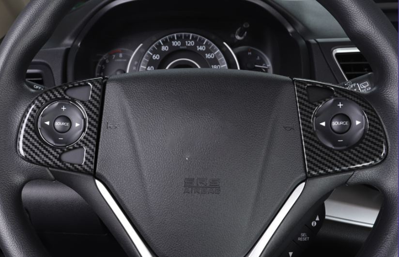 Carbon Fiber ABS Steering Wheel Button Cover Trims for Honda CRV CR-V 2012-2016