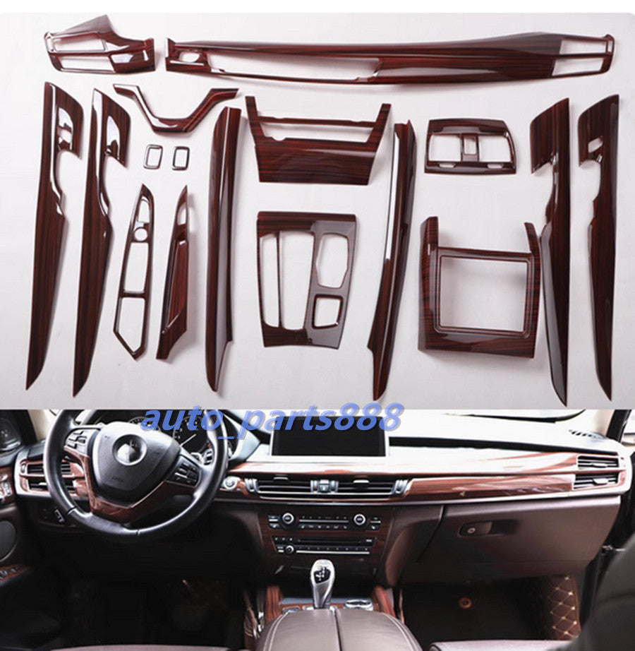 Peach Wood Grain Full Accessories Inner Kit Cover Trim for BMW X5 F15 2014-2018