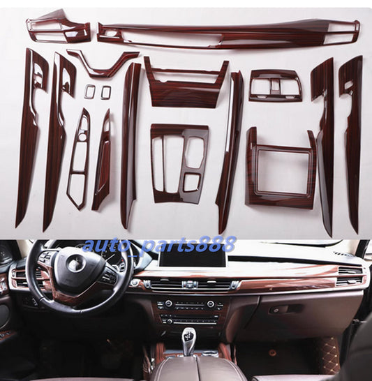 Peach Wood Grain Full Accessories Inner Kit Cover Trim for BMW X5 F15 2014-2018