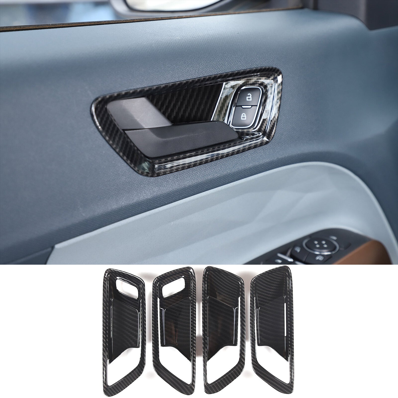 ABS carbon fiber interior door handle cover trim frame for Alfa Romeo Giulia 17-20