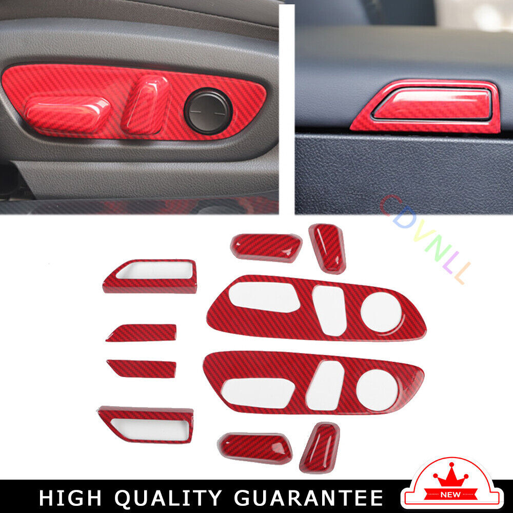 Car Interior Decoration Full Set Trim 10PCS for Lexus for ES 18-21 Red Carbon Fiber