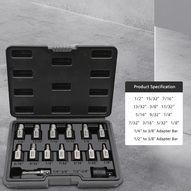15Pcs Screw Extractor Remover Set Hex Head Multi-Spline Easy Out Bolt Extractor