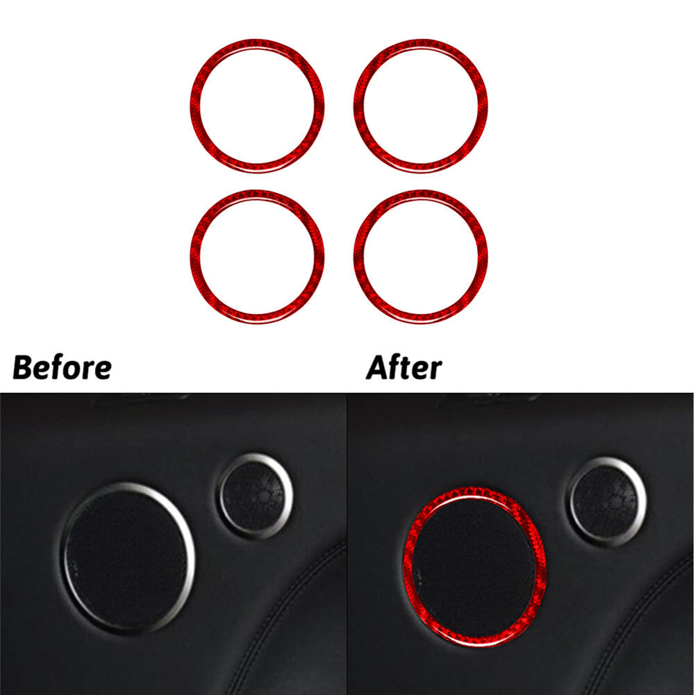 4X Red Carbon Fiber Big Speaker Cover Trim For Land for Range Rover Sport 2014-2017