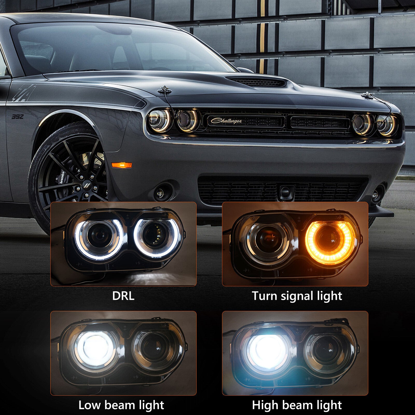 Left Right For 2015-2022 for Dodge for Challenger HID/Xenon Headlights Assembly w/Bulbs