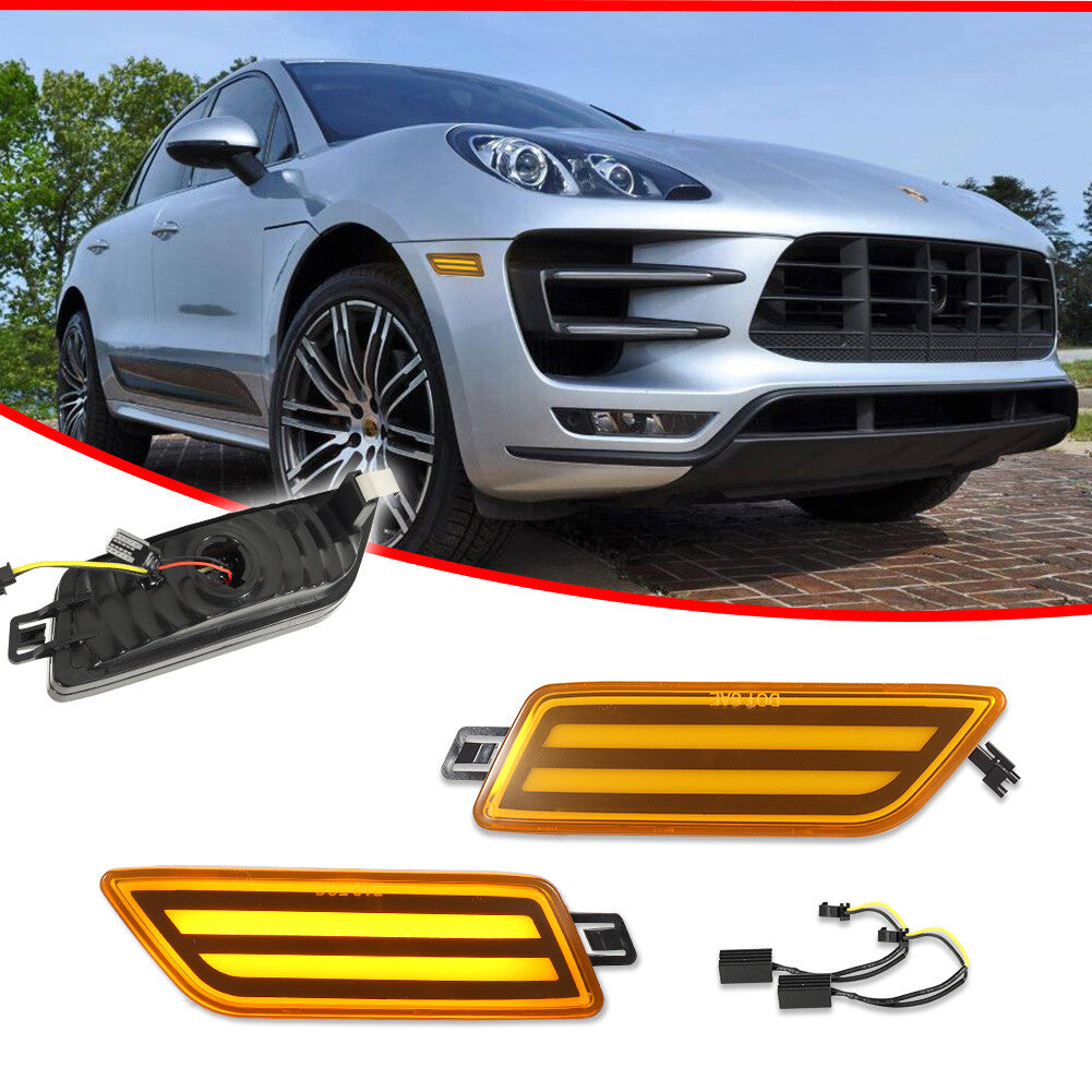 Suitable for 14-24 for Porsche Macan 95B Amber LED Yellow Turn Signal Side Marker Lights