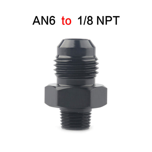 1-Piece Straight Adapter 6 AN to 1/8 NPT Accessories, Black Aluminum Premium Material
