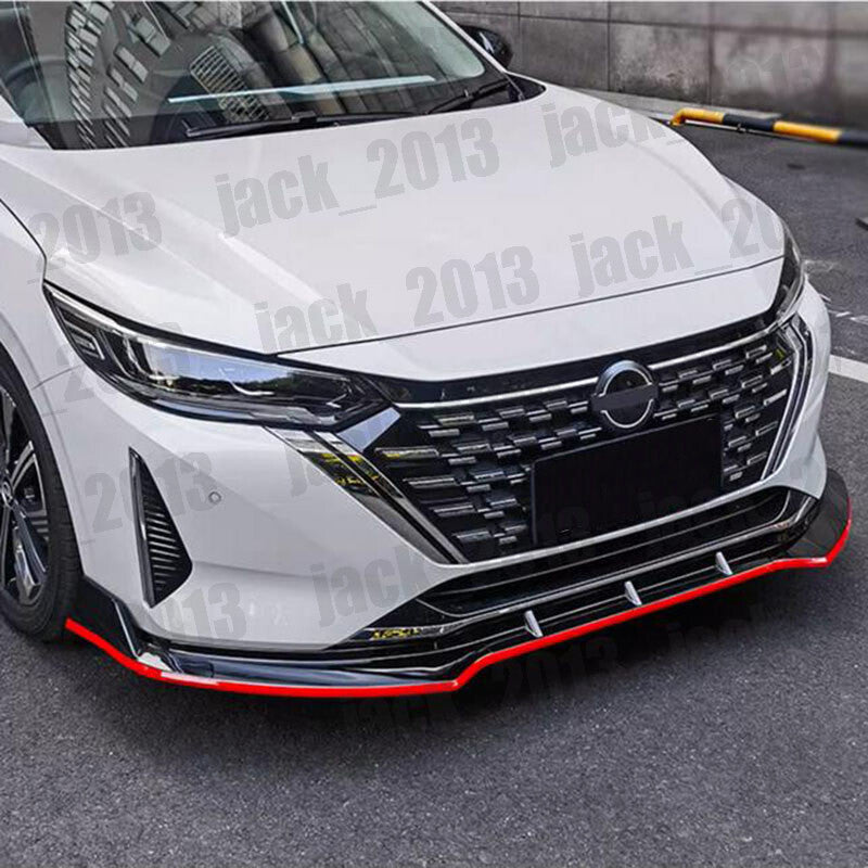 FOR 2020-24 for NISSAN SENTRA SEDAN Black+ RED 3PCS FRONT BUMPER BODY SPOILER LIP