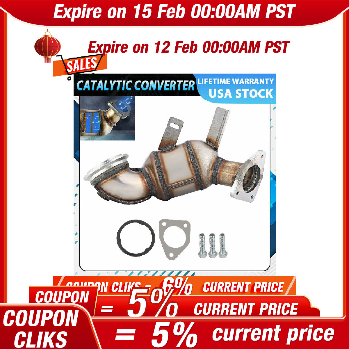 Front Exhaust Catalytic Converter for Chevrolet for Cruze 1.4L 2011-16 Sonic Trax