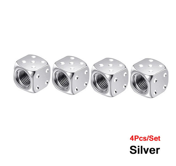 4-piece car tire valve cover rod air dust cover dice silver  for ford