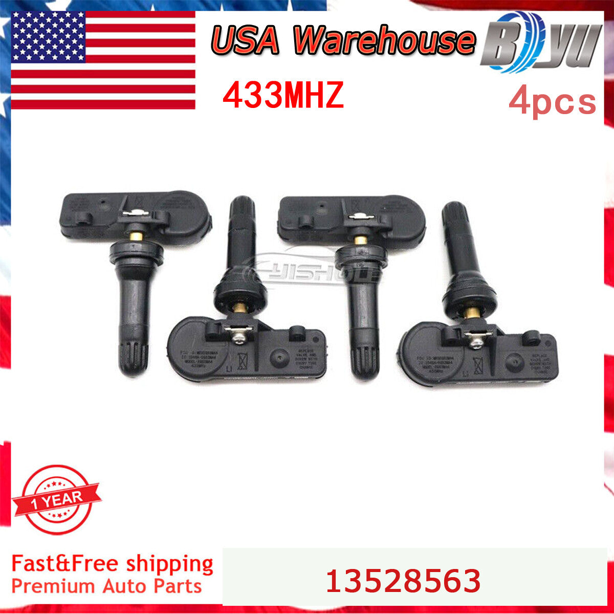 For 2019-2023 Silverado for Sierra 1500 TPMS 13528563 Set 4PCS Tire Pressure Sensors