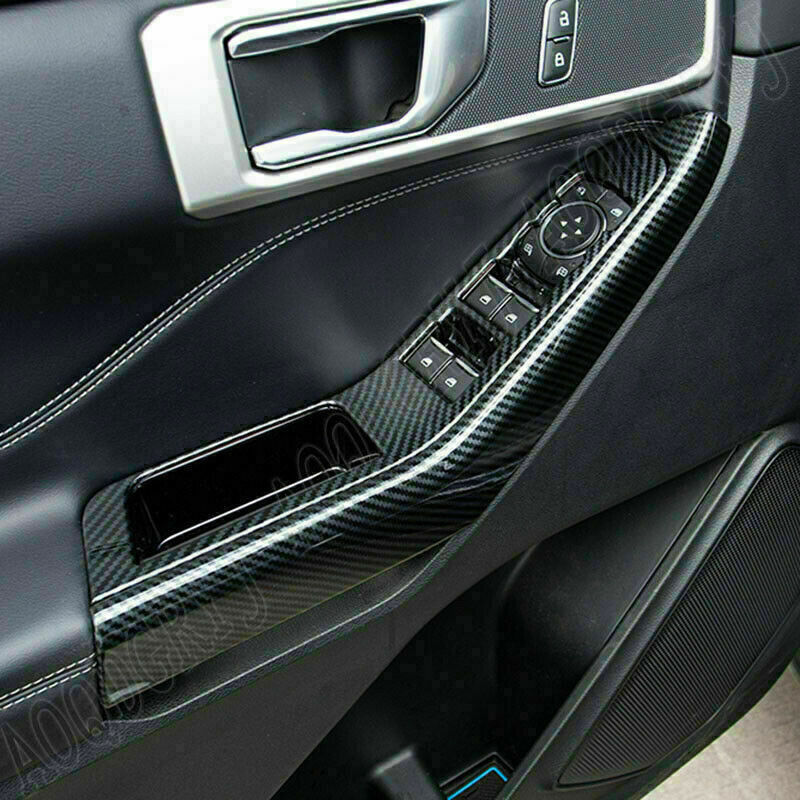 Carbon Fiber Window Lift Switch Button Panel Cover for Ford Explorer 2020-2022