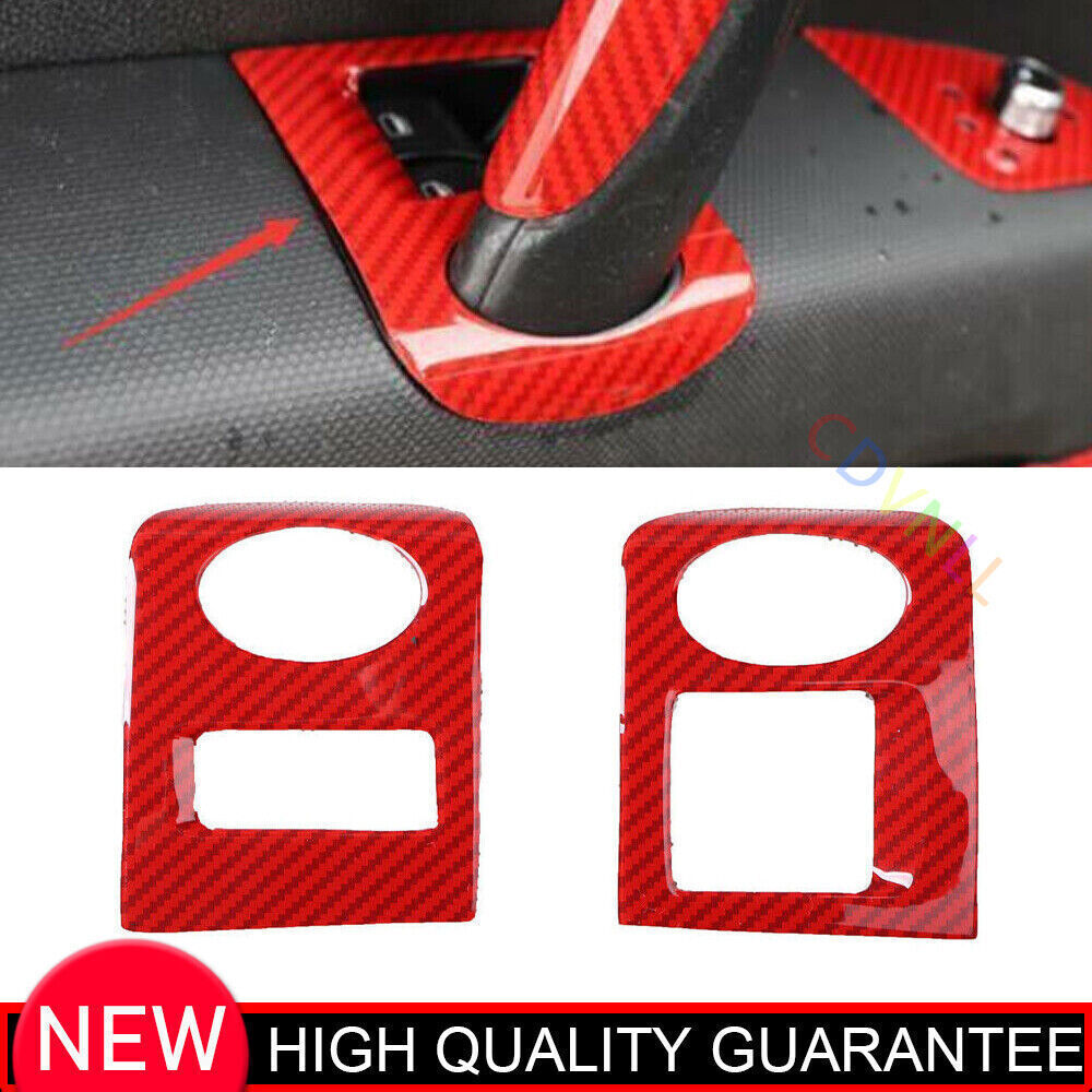 for Audi TT 2008-14 Red Carbon Fiber Window Lock Lift Panel Frame Cover Trim 2P