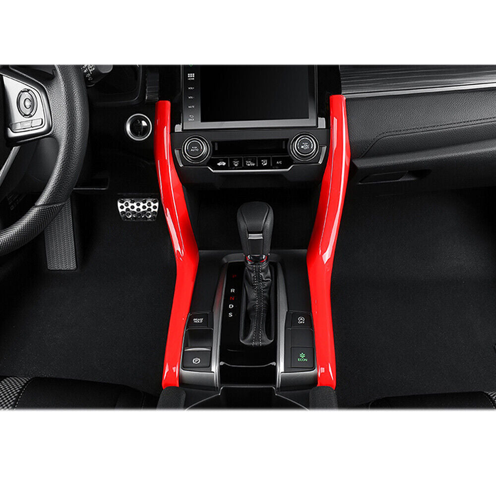 Gear Shift Both Side Cover Trim 2PCS for Honda for Civic 10th 2016-2021 Bright Red