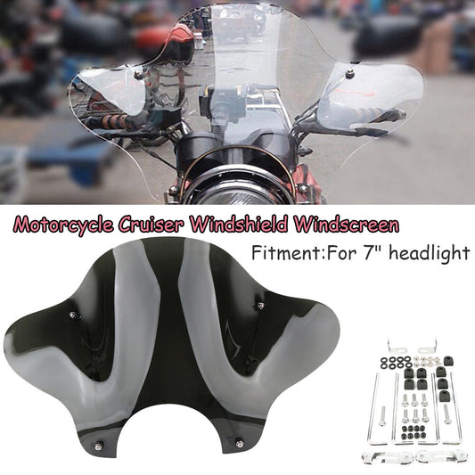 Motorcycle Screen Windscreen Windshield Smoke 7 For Cruiser Universal Headlight