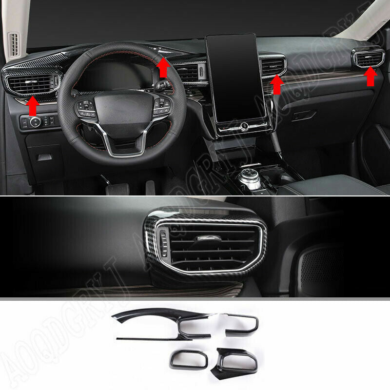 for Ford Explorer 2020-21 Carbon Fiber Central Console Dash Air Vent Outlet Trim