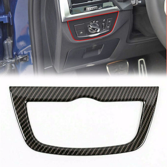 Carbon Fiber ABS Head Light Switch Button Cover for BMW X3 X4 G01 G02 2018-2019