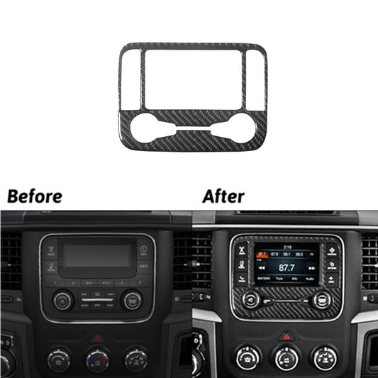 Carbon Fiber Central Radio Surround Frame Cover Trim for Dodge for RAM 1500 2013-15