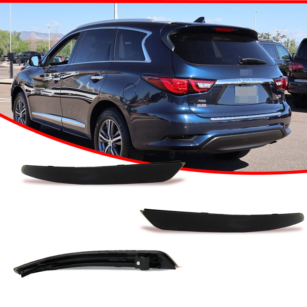Rear bumper smoke reflector lens trim, 2-piece set for 2016-20 for Infiniti QX60