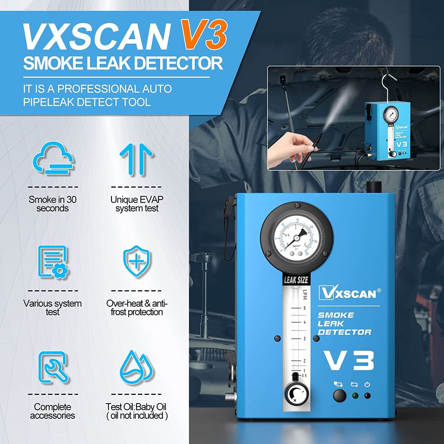 V3 Smoke Machine Automotive EVAP Vacuum Smoke Machine Diagnostic Leak Tester