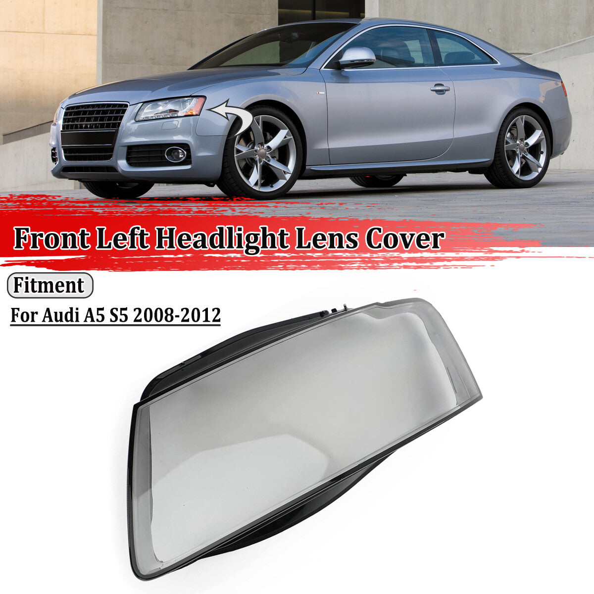 Left front headlight lens cover for Audi A5 2008 - 2012 8T0941029
