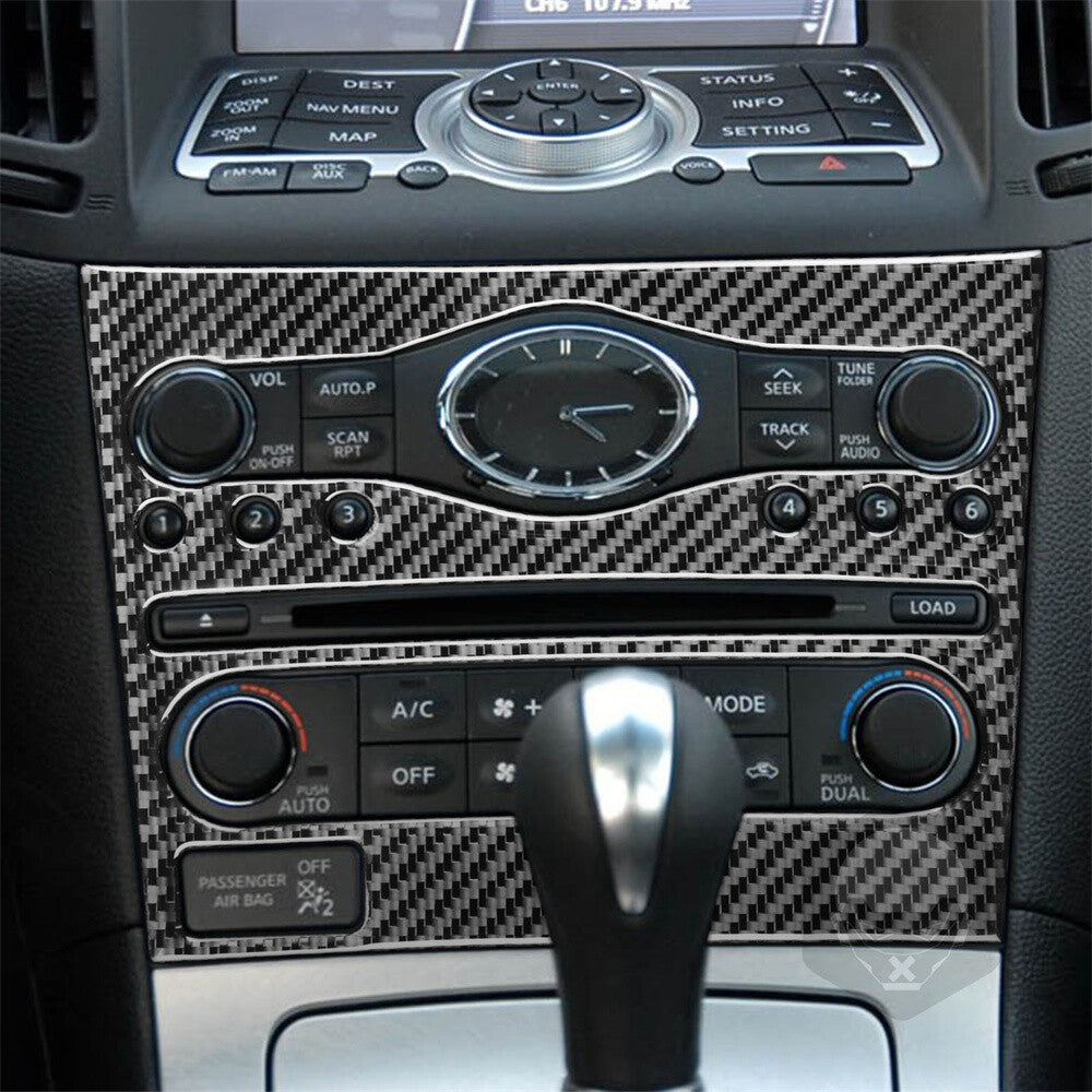 Carbon Fiber Console CD AC Swtich Panel Cover Fit for Infiniti G37 Sedan 2007-13
