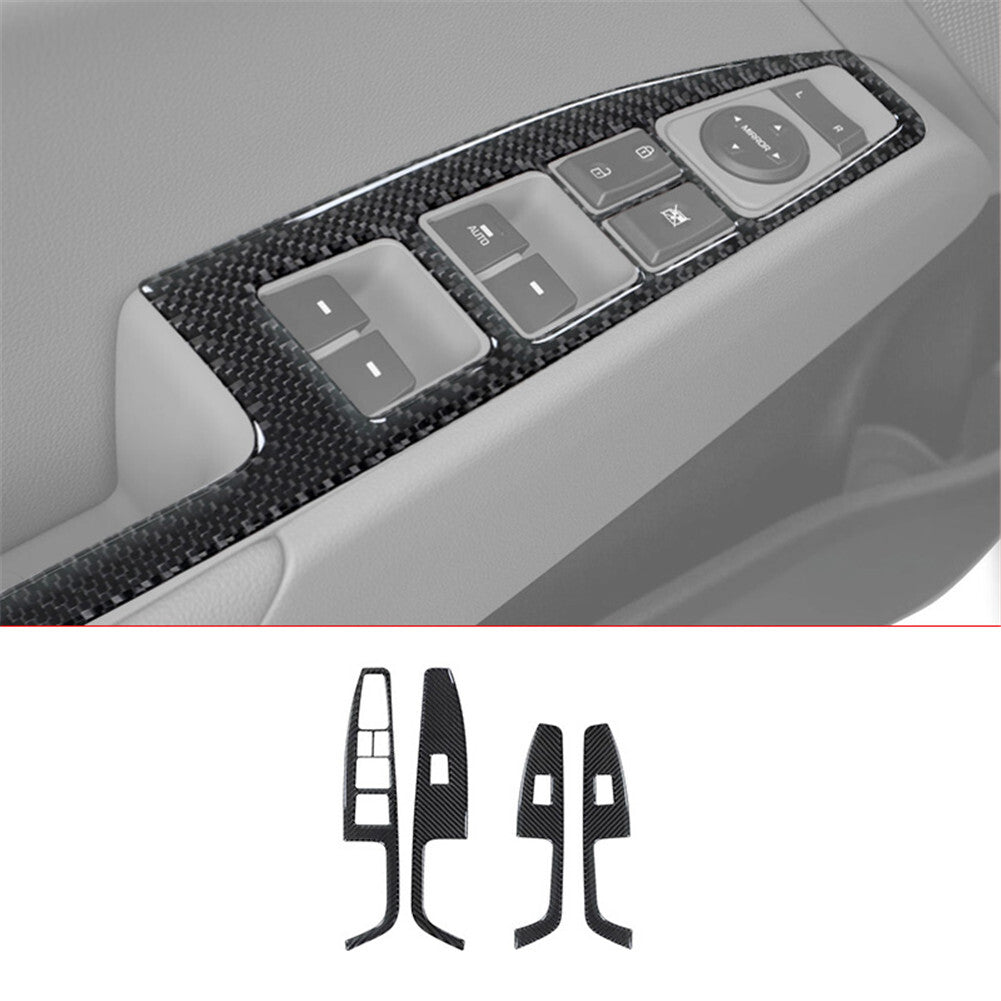 4Pcs Carbon Fiber Door Window Control Cover Trim for Hyundai for Elantra 2016-2018