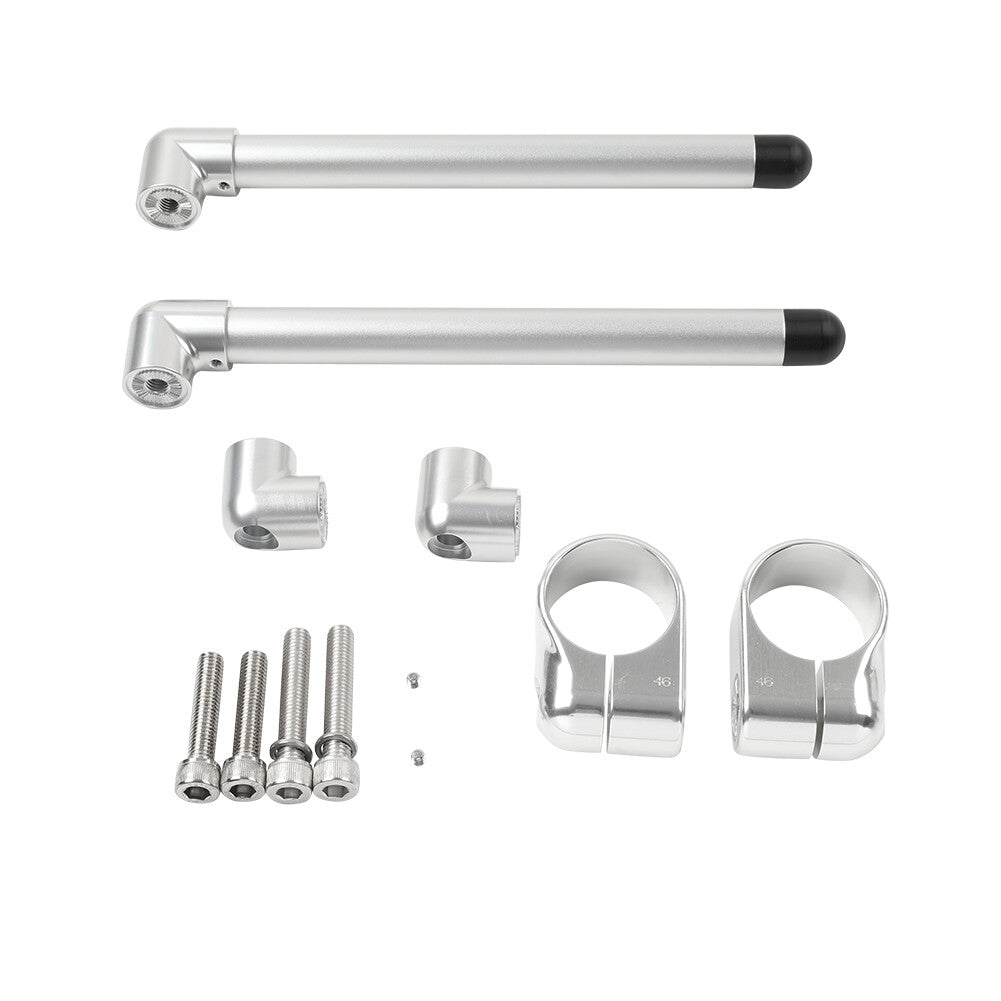 Silver Cafe Racer Bars 7/8 Universal Clip-On Handlebar Fork Tube 46MM
