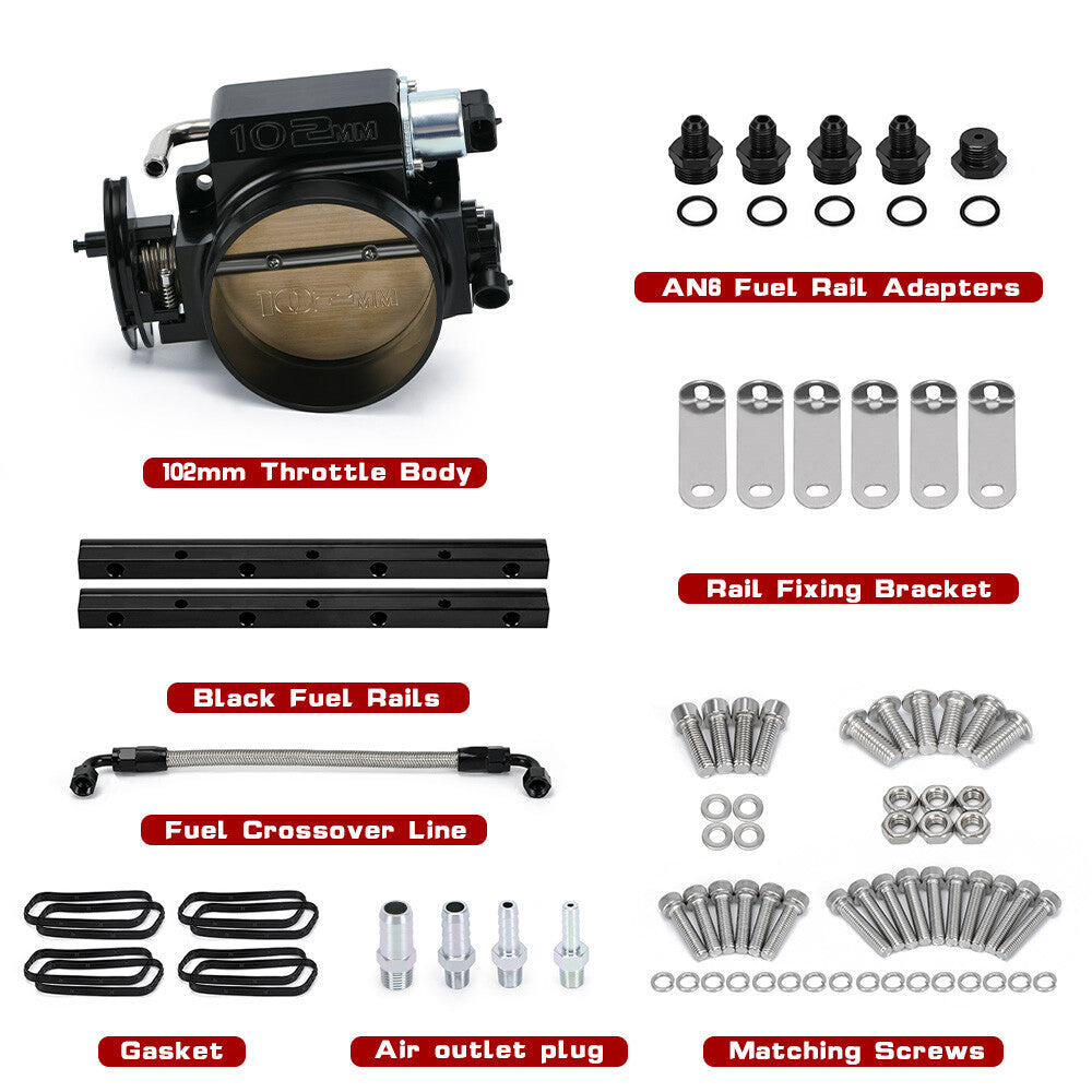 LS LS2 LS6 102mm Low Profile Intake Manifold Fuel Rail 5.3 6.0 5.7 THROTTLE BODY