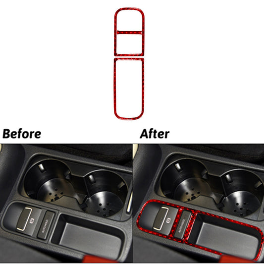 Red Carbon Fiber EPB Console Storage Frame Trim for Volkswagen for Tiguan 2013-2017