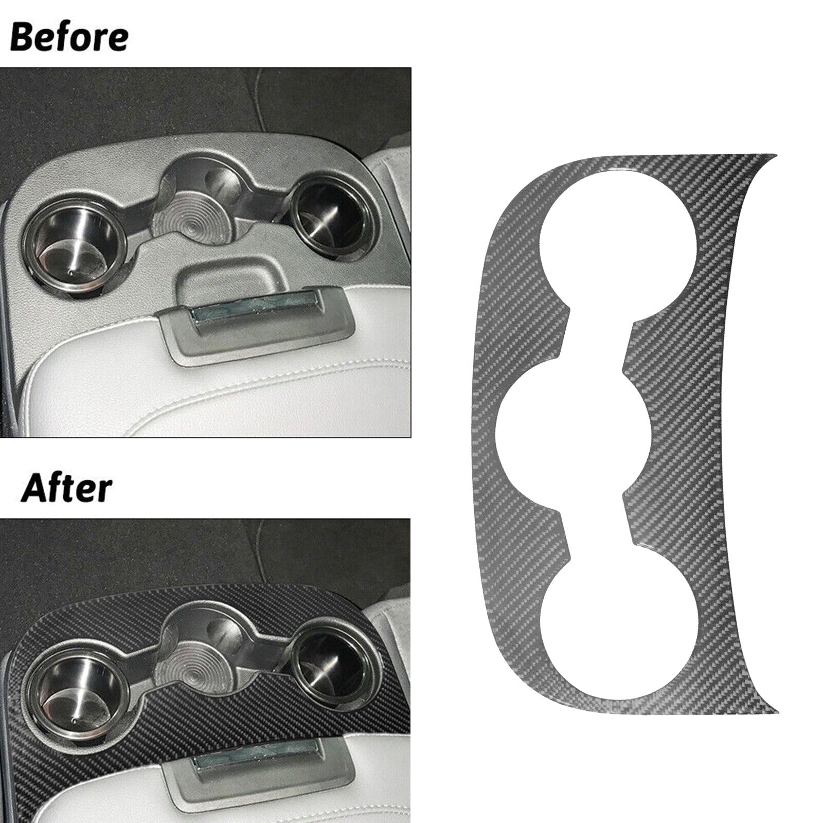 for Dodge for RAM 1500 2013-2018 Carbon Fiber Center Armrest Cupholder Cover Trim