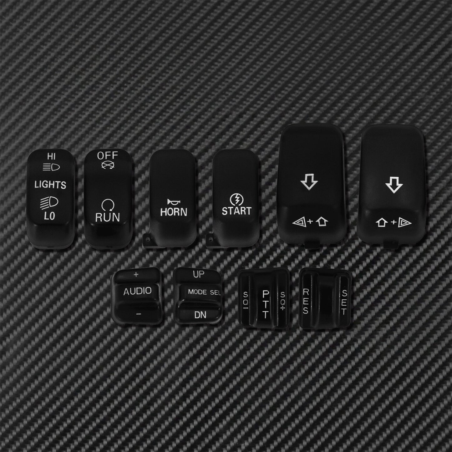 Black Cap Buttons + Handlebar Control Switch Housing Cover for Harley Touring