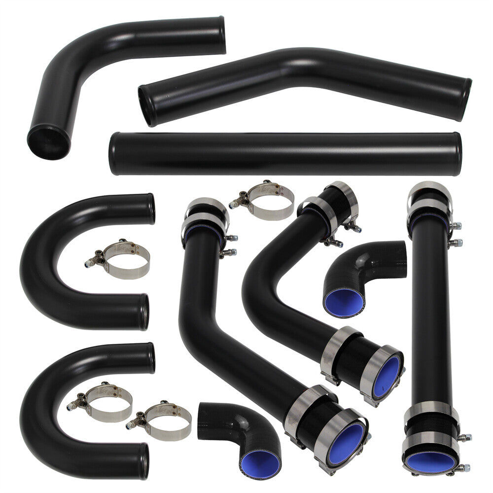 2.25'' 57mm Universal Turbo Boost Intercooler Air Aluminum Pipe Kit 8PCS Black