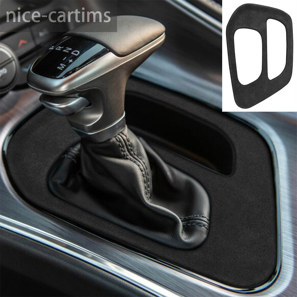 Suede Black Gray Central Gear Shift Box Panel Cover for Dodge for Challenger 2015-23