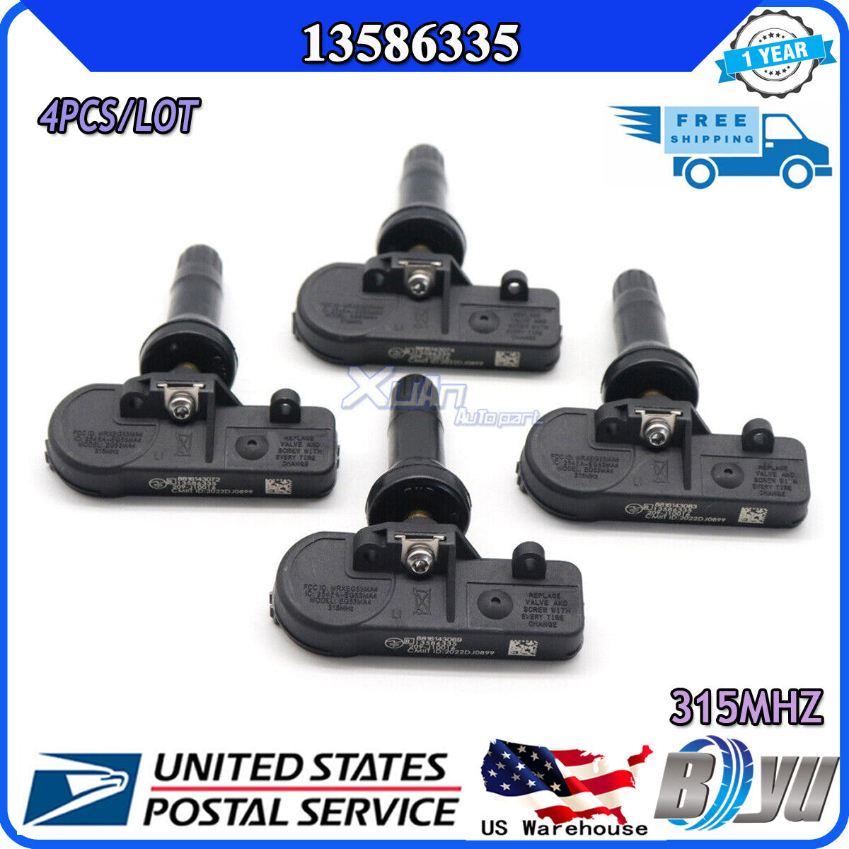 New tire pressure monitoring sensor suitable for Chevrolet for GMC 13586335 4-piece TPMS kit
