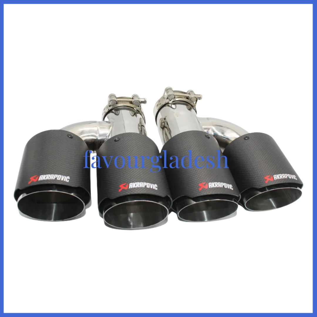 2PCS: ID:2.5 (63mm) OD:3.0 (76mm) Akrapovic Carbon Fiber Exhaust Tip Dual Pipe