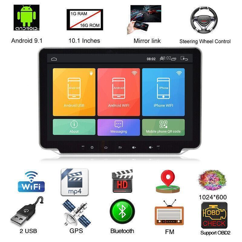 10.1 WiFi FM Radio Double 2 Din Android 9.1 Car GPS Navi Stereo MP5 Player Kit