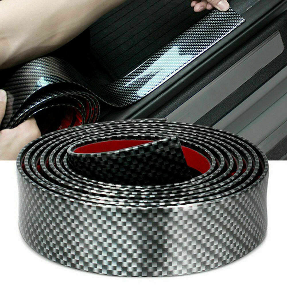 Car Sticker Carbon Fiber Rubber DIY Door Sill Protector Anti Scratch Strip
