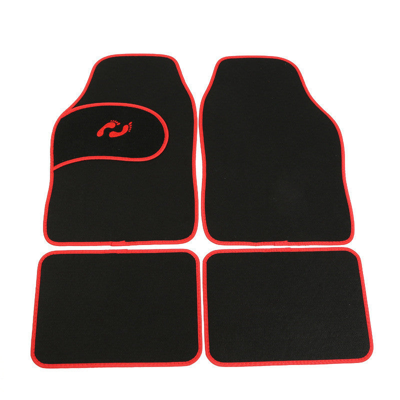 4Pc Car Black/Red Prevent Wear Pad Floor Mats Carpet Semi Custom Heavy Duty Heel