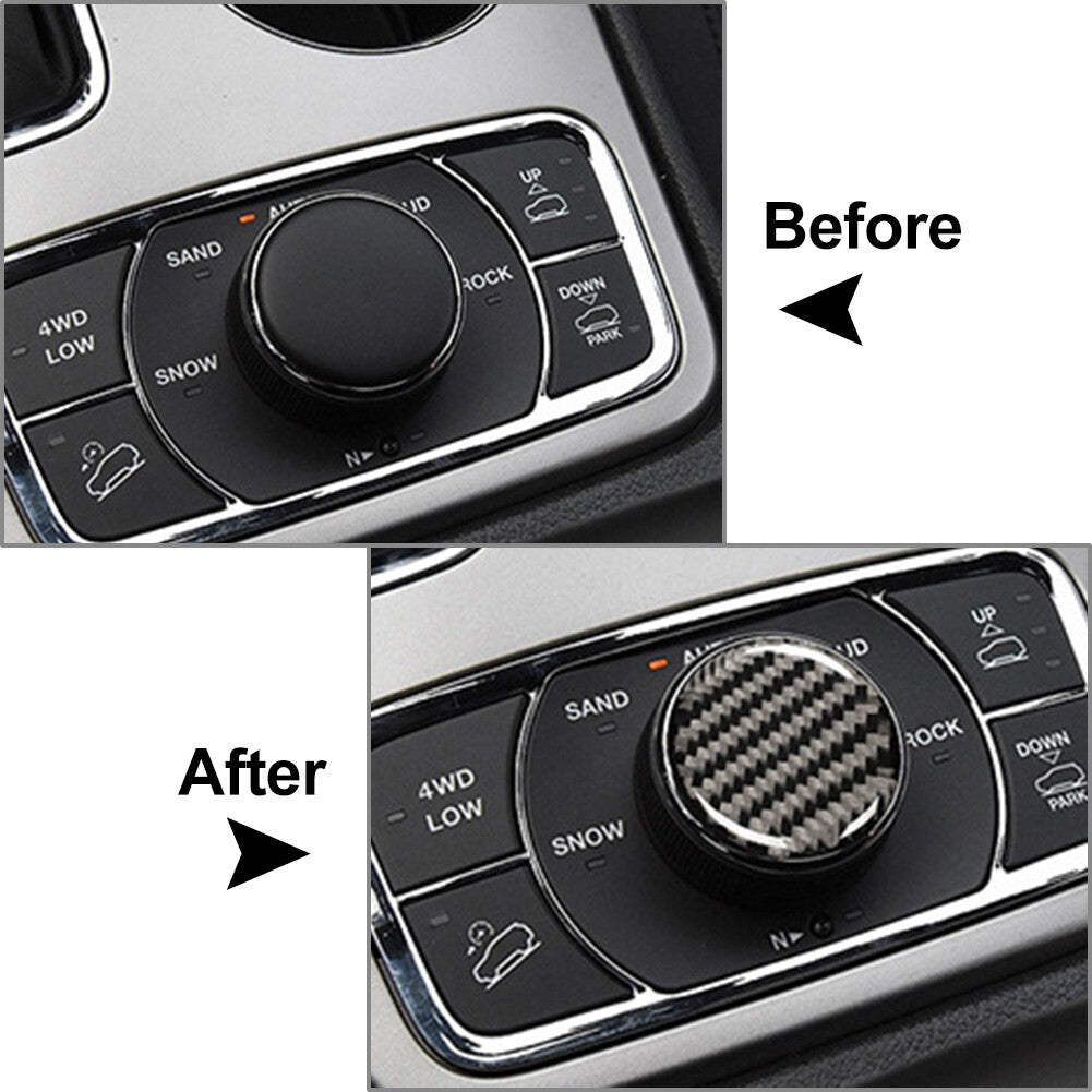 Carbon Black Central Console Knob Button Cover Trim for Jeep Grand Cherokee