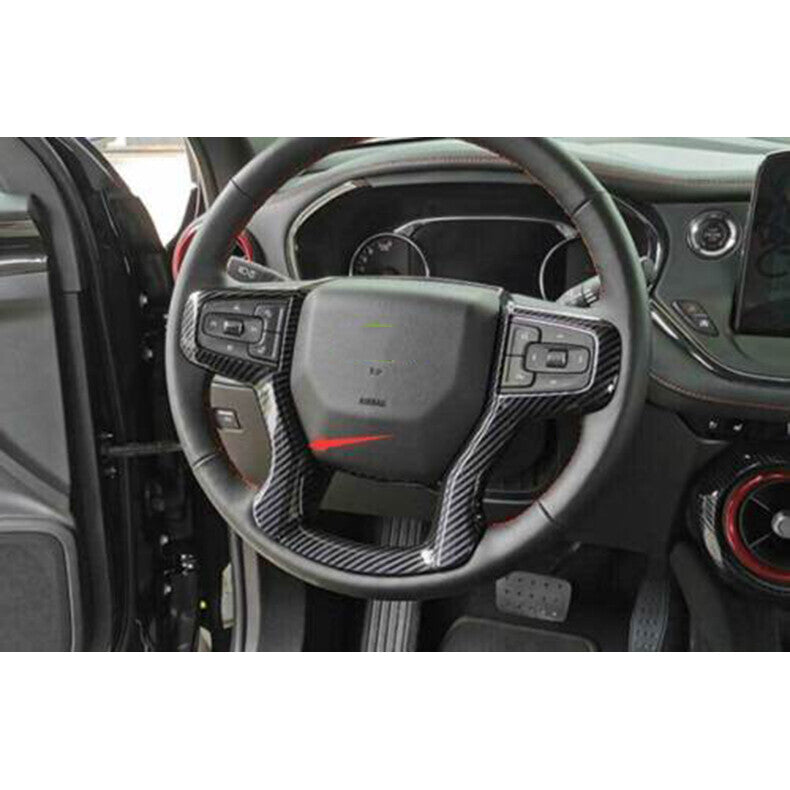 for Chevy Blazer 2019-22 Carbon Fiber Car Steering Wheel Frame Decor Cover Trim