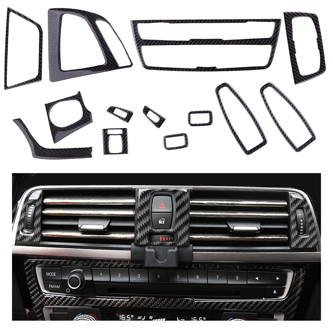 Carbon Fiber Interior Console Dash Panel Sticker Fit for BMW 3 4 Series F30 New