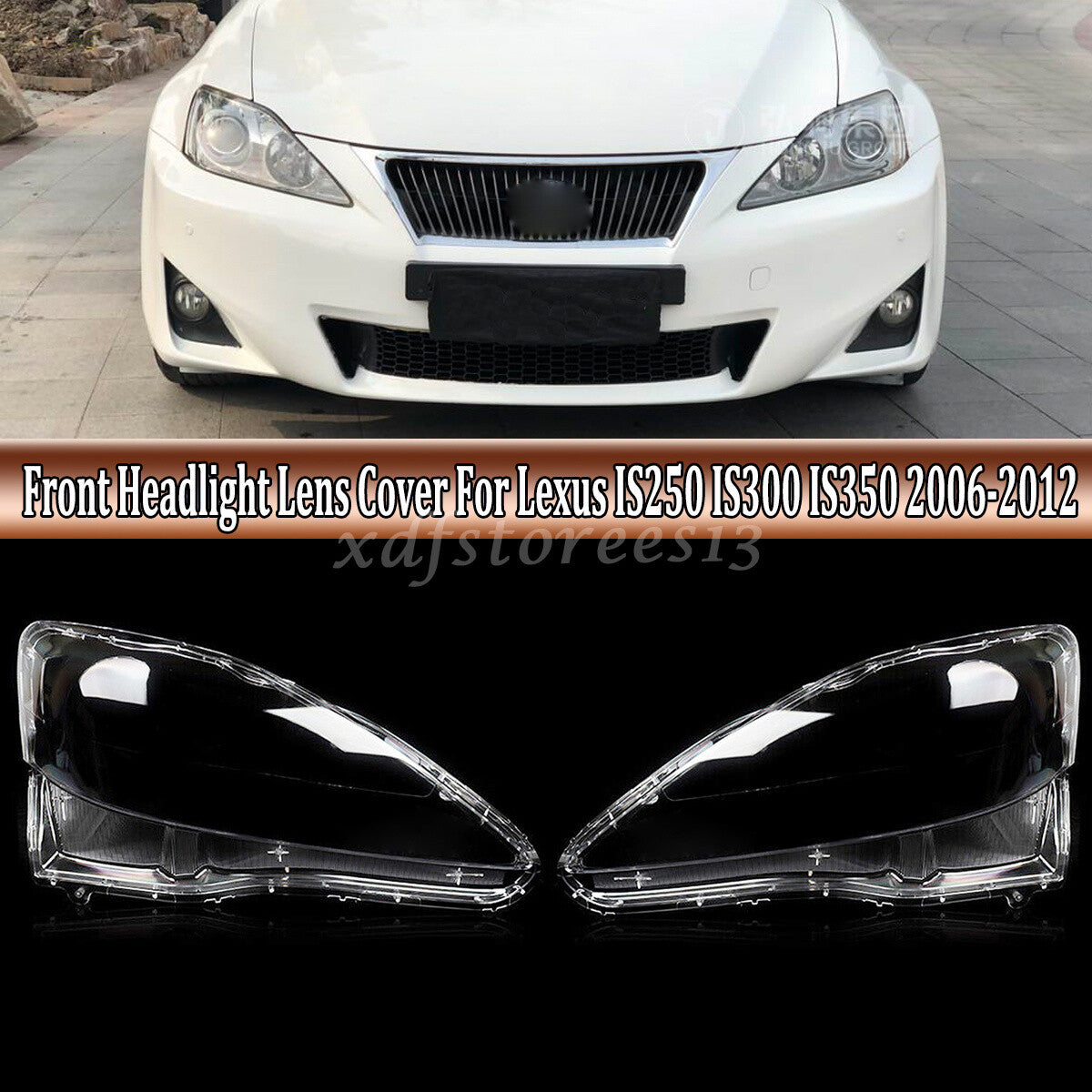 for Lexus IS250 IS300 IS350 Left+Right Pair Headlight Clear Lens Cover 2006-2012