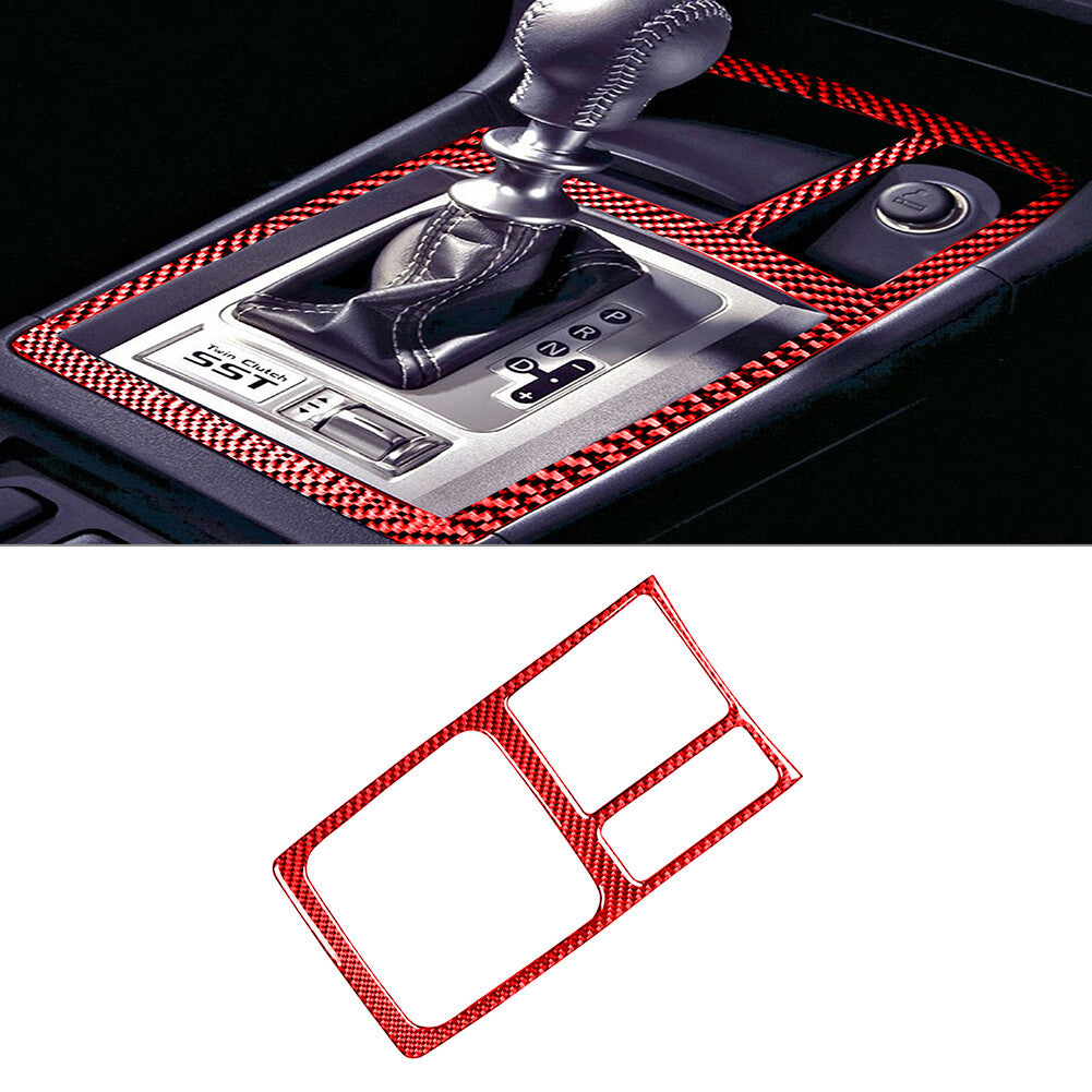 Red Carbon Fiber Gear Shift Panel Cover Fit for Mitsubishi Lancer 2008-15